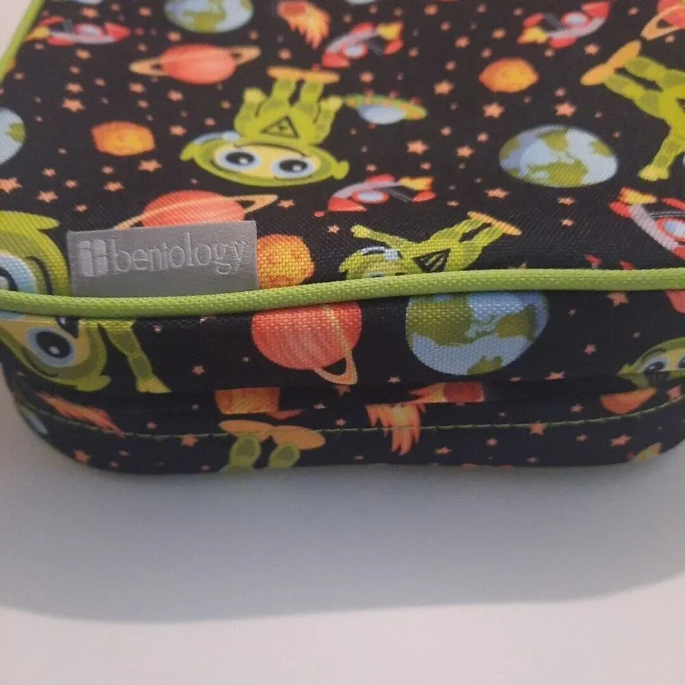 Bentology Alien Planets Lunch Box – Space Design Dual Zipper Navy Green Box Only